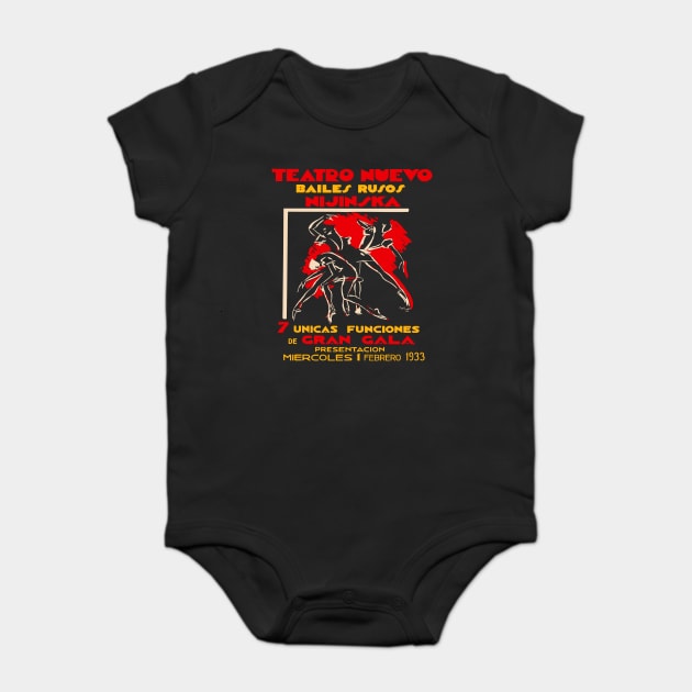 Vintage Exhibition Poster - Bronislava Nijinska at Teatro Nuevo - 1900's Retro Baby Bodysuit by TuncGK